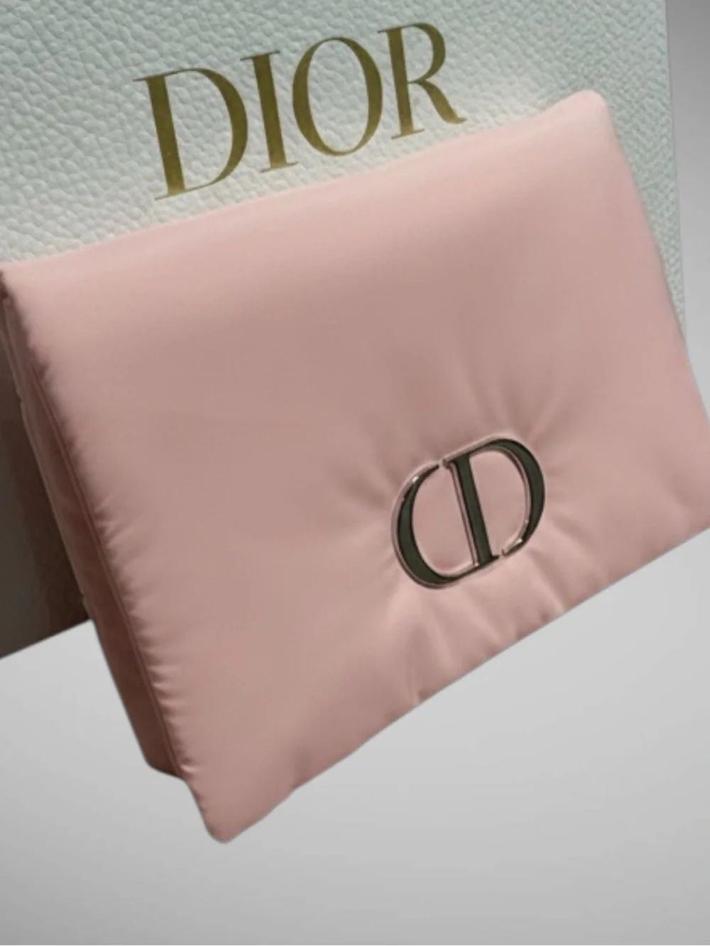 Dior Pink Foldable Cosmetic Pouch Clutch Travel Makeup Bag Authentic
